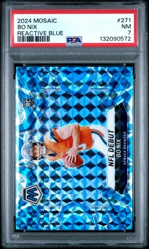 2024 PANINI MOSAIC REACTIVE BLUE #271 BO NIX ROOKIE RC PSA 7