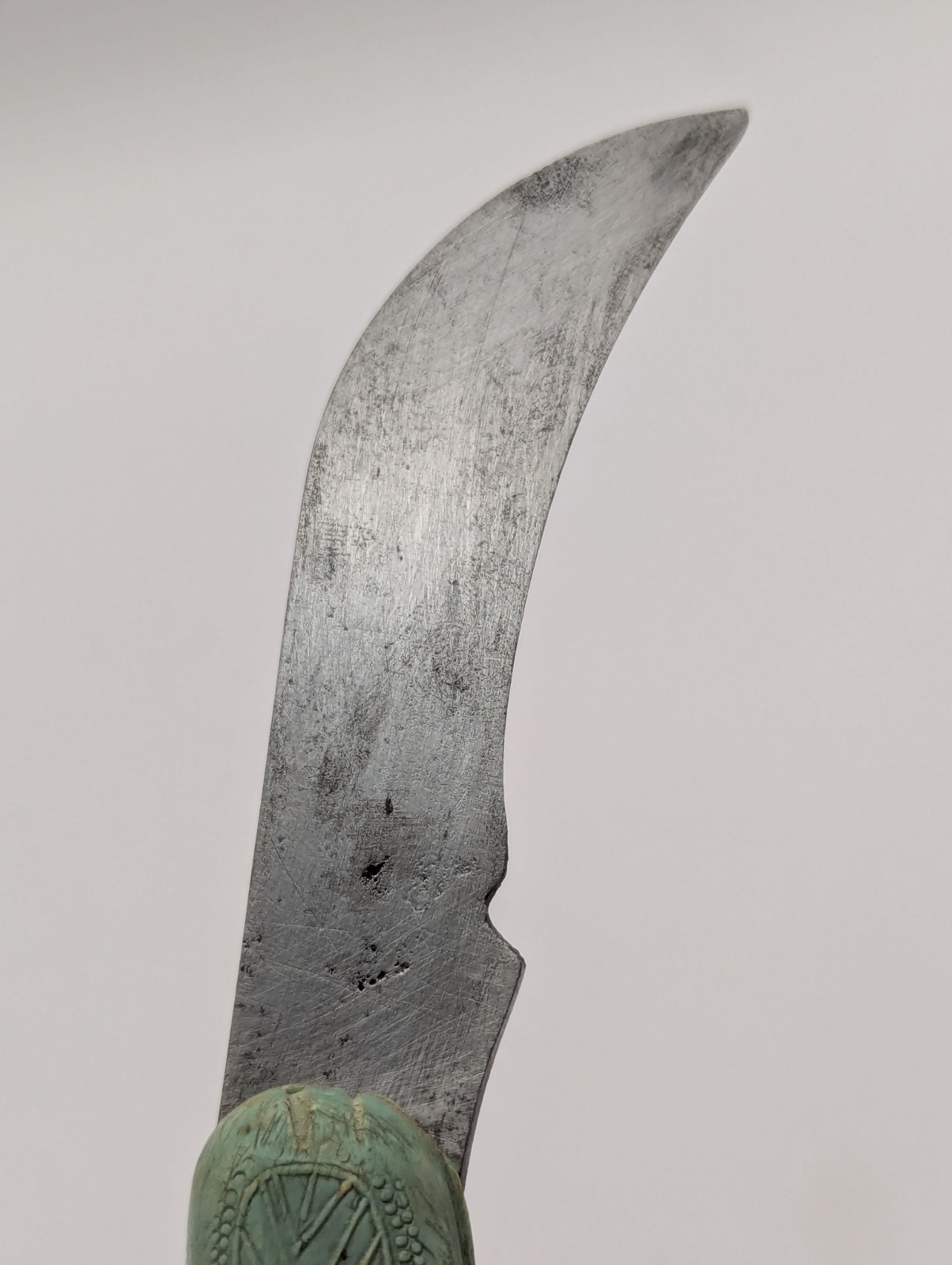 Vintage Soviet Gardening Pruning Knife Green Plastic Handle Curved Blade USSR