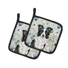 Caroline's Treasures Border Collie Coastal Sea Glass Pair of Potholders