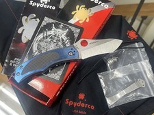 BLUE TITANIUM Rare Spyderco Model Folding Knife Discontinued GEM Class