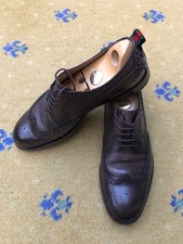Gucci Lace Up Shoes Brown Leather Green Red Web Derby Mens UK 8.5 US 9.5 EU 42.5