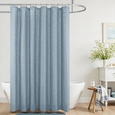 Blue Shower Curtain 96 Inches Long Extra Xl Waterproof Linen Fabric 72x96
