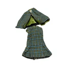 Vintage Barbie Doll Wool Blend Tweed Dress And Capelet Green Blue Plaid