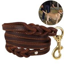Genuine Leather Dog Leash with Double Handle - 6 ft Long 5/8 Wide Braided Ge...