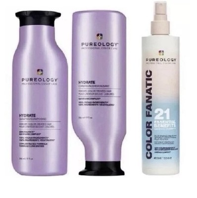Pureology HYDRATE Shampoo and Conditioner & Color Fanatic Spray Trio Set