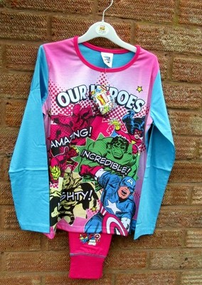 MÄDCHEN * MARVEL COMICS PYJAMA SET 7-8 Jahre BRANDNEU & ETIKETT reduzierter Preis