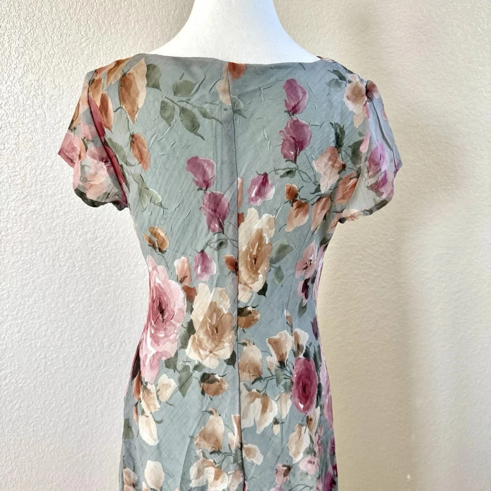 VETEMENTS Maxi abito vintage Y2k All That Jazz verde floreale arricciato 5 6 berretto Slv Fairy Dainty