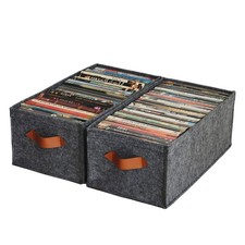 DVD Storage Box Felt DVD Case Organizer with Handles DVDs with the Label Up P...