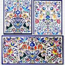24inx48in Floral Garden Design Mosaic Backsplash, Ceramic Tiles Wall Mural