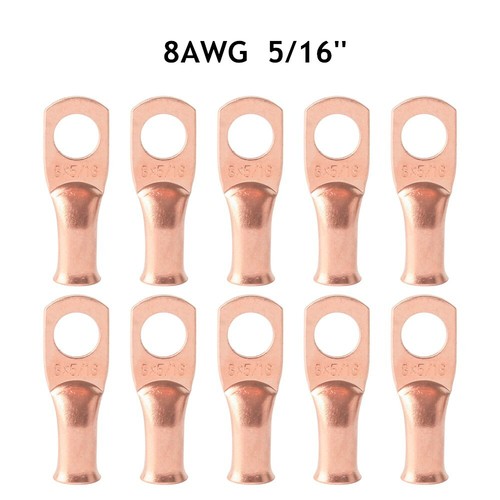 8gauge Ring 5/16" 1/4'' 3/8" Hole Terminal BATTERY Lug Bare Copper Un-insulated - Picture 2 of 13