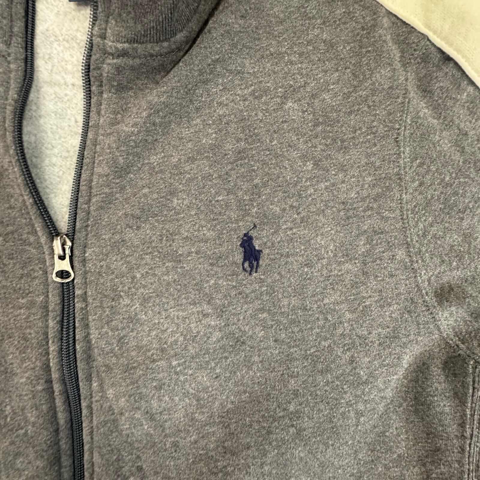 Giacca da pista vintage Polo Ralph Lauren grigia bianca a righe pony cotone anni 90 GRANDE