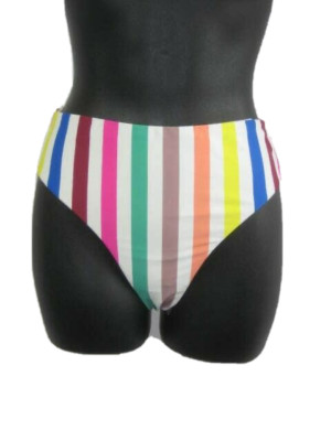 ONeill High Waist Cascade Veritcal Stripe Cheeky Swimwear Bottom Small  $48