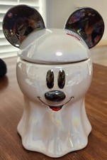 Mickey Mouse Opal Glazed Ghost Cookie Jar Halloween Decoration Canister
