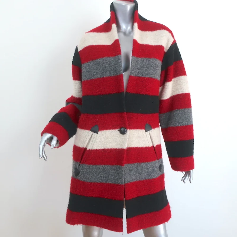 Isabel Marant Etoile Gabrie Coat Blanket Stripe Wool Size eBay