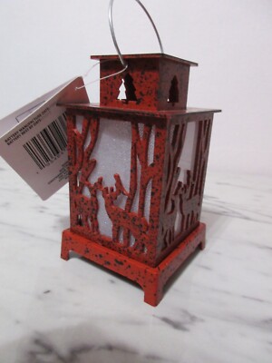 LED Lighted Lantern 2.75'' x 2.75'' x 6'' Deer Woods Lodge Christmas Log Cabin Deco