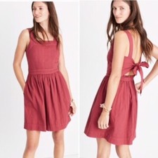 NWT $118 MADEWELL ALEXA CHUNG BOW BACK TIE BACK MINI DRESS ANTIQUE ROSE SIZE 12