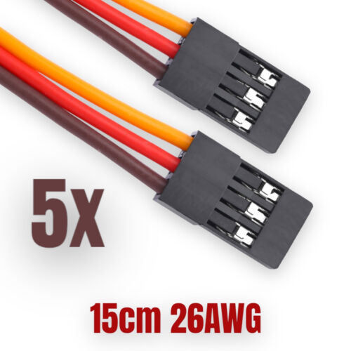 ✅ 5 câbles de raccordement servo 15 cm câble de raccordement câble servocateur JR connecteur à connecteur 26AWG RC✅ - Photo 1/11
