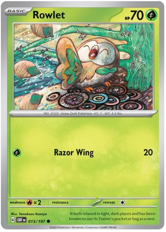 Rowlet Pokemon TCG Card 013/197