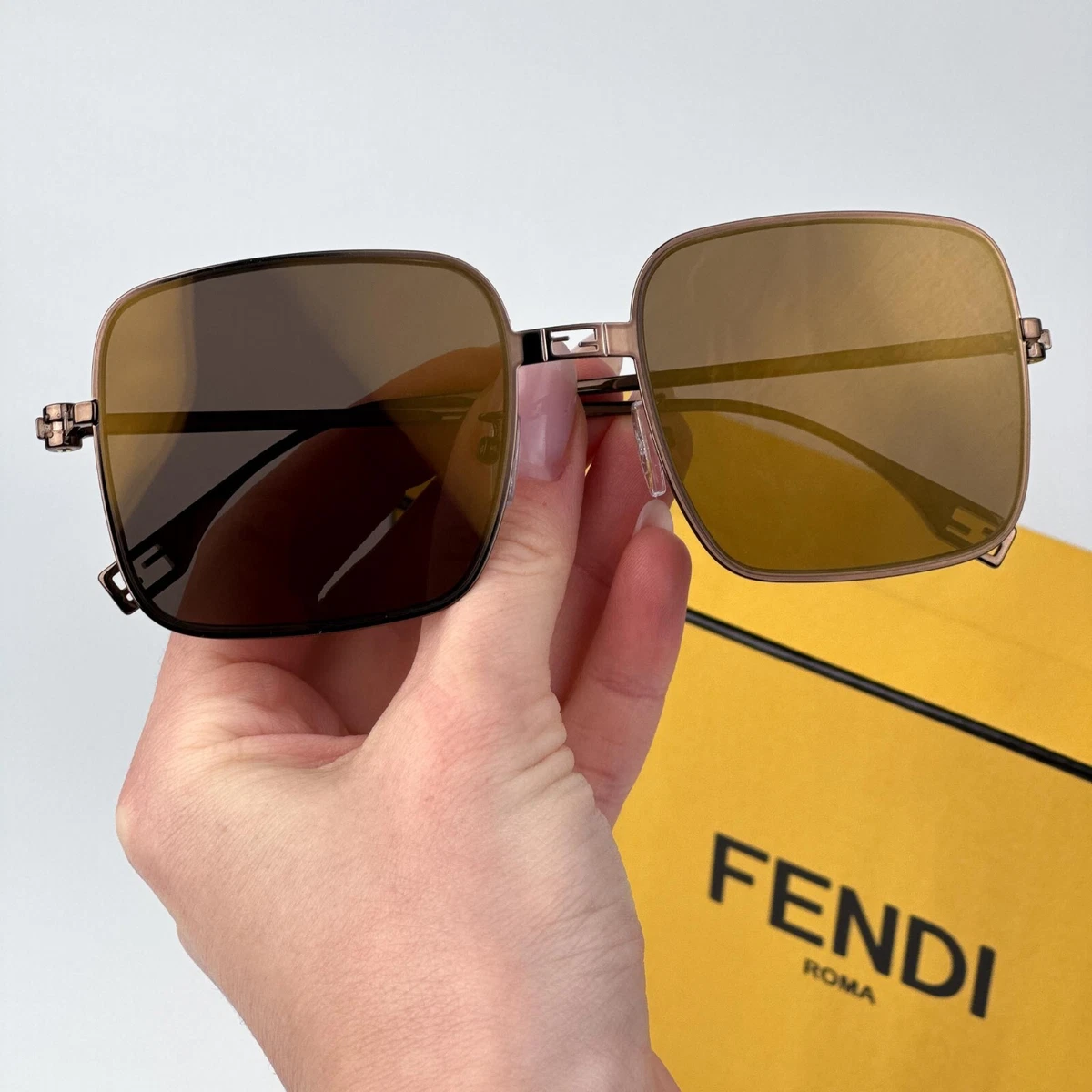 Fendi Women Sunglasses Square Brown Silver Mirror FE40173I 60Q NEW AUTHENTIC Fendi Smoke Mirror Geometric Ladies Sunglasses FE40173F 01C  main image 2