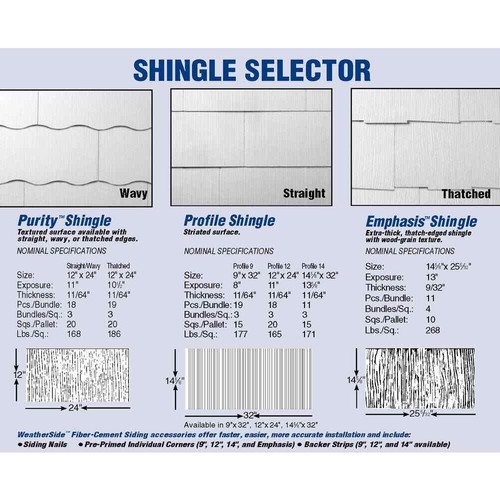 GAF Weatherside Profile14 14-5/8 in. x 32 in. Fiber-Cement Siding Shingle - Picture 3 of 4