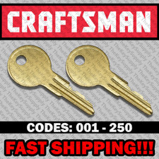 ( 2 ) Two Craftsman tool box keys / Select your key code / Series 001-250