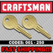 ( 2 ) Two Craftsman tool box keys / Select your key code / Series 001-250
