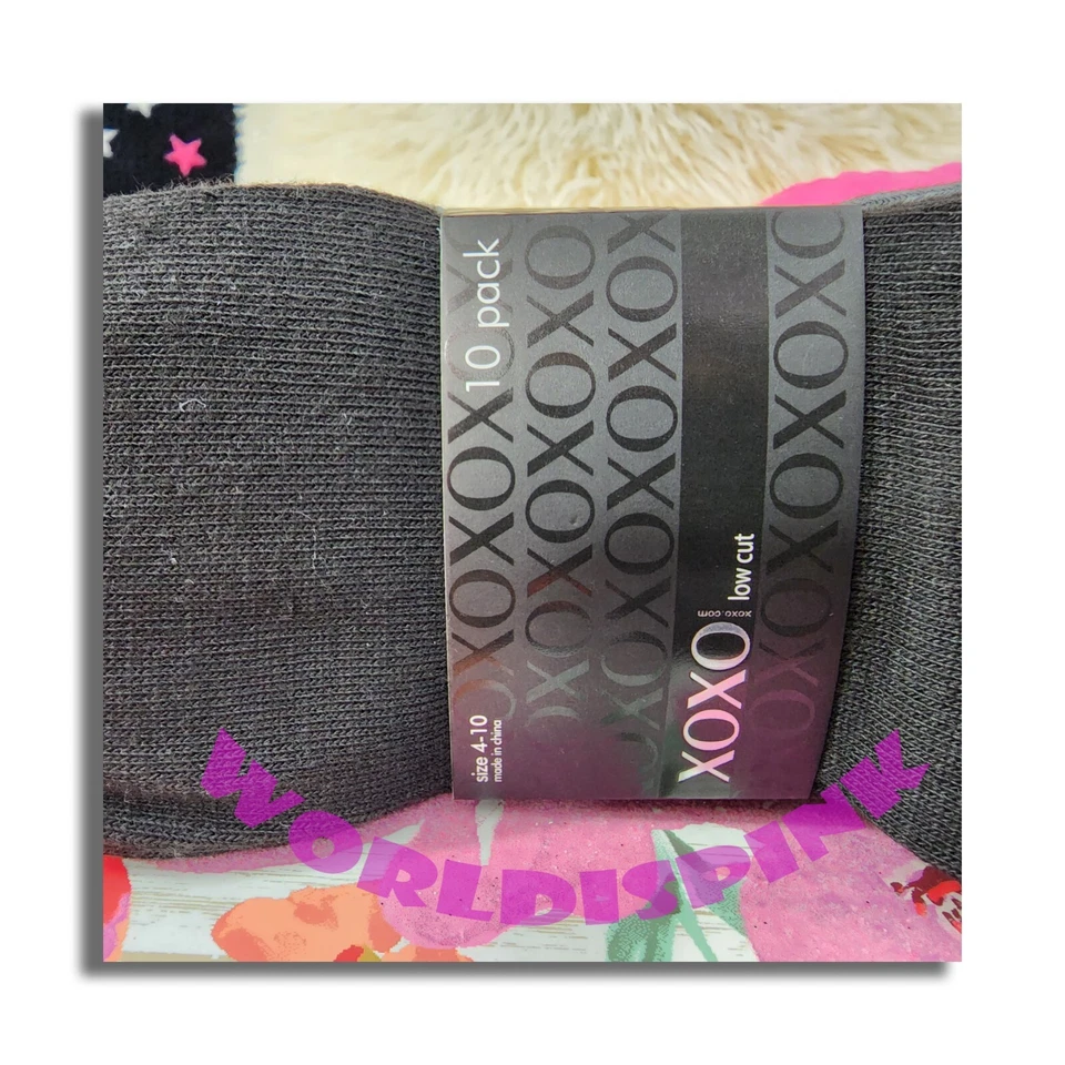 Paquete de 10 calcetines de corte bajo XOXO talla 4-10 nuevos con etiquetas Foto 2 de 4