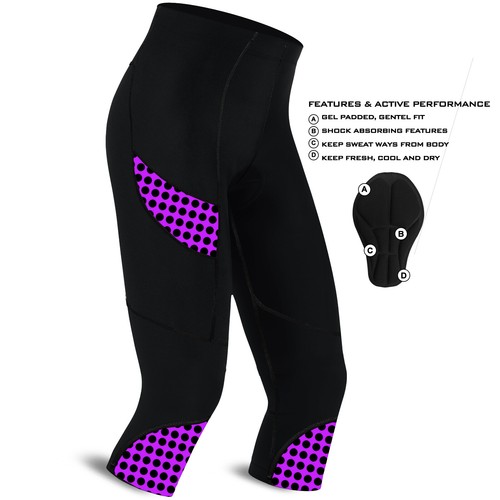 Ladies Womens Cycling Tights 3/4 Shorts Padded Sports Cycle Leggings Anti Bac - Picture 4 of 6