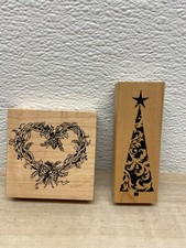 Set Of 2 Mixed Brands Christmas Wood Mounted Rubber Stamps