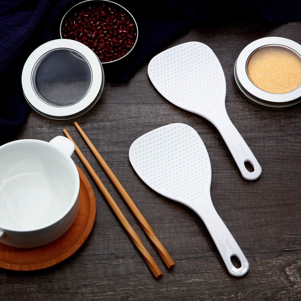Ouliget Tumbler Anti-Stick Plastic Rice Spoon,Creative Stand Up Non Stick Rice Spoon