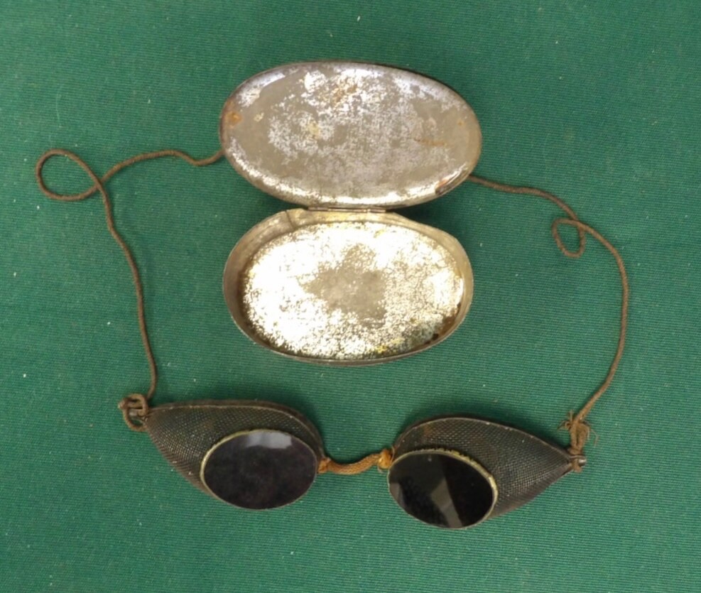 Antique 19th Century Driving Folding Spectacles - Blue Tint