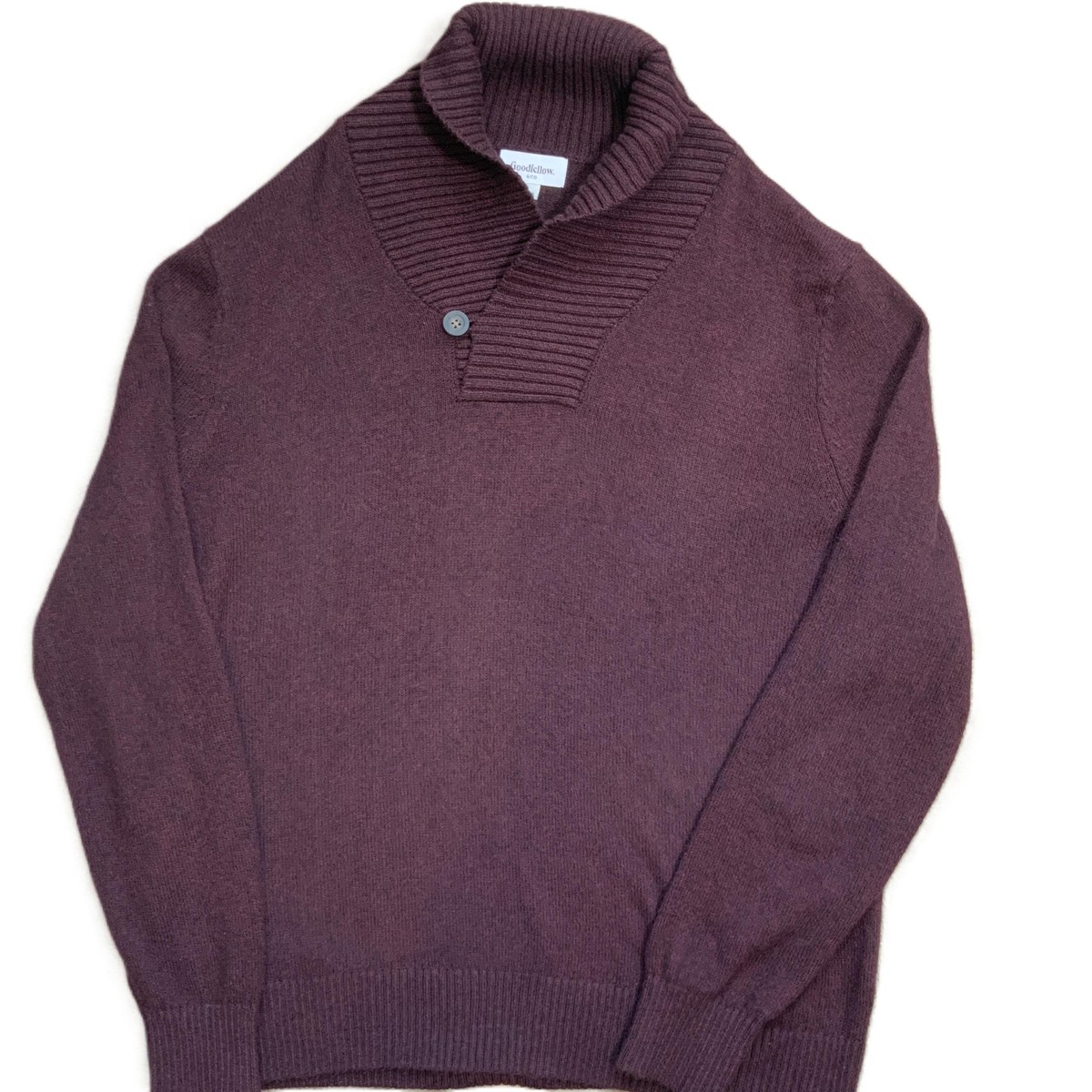 Goodfellow Cranberry Shawl Collar Button Detail Pullover Sweater
