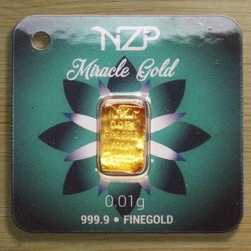 GOLD BAR 0.01 Grams 999.9 Fine Gold NZP Gold Bar 0.01g 24 Carat Gift NEW