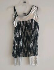 Curtain Call Costume Dance Tap Jazz Size AME Silver Sequin  Black Halloween