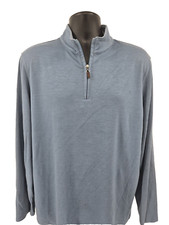 Mizzen  Main Sweater Mens XL Blue Heather Pullover Golf Trim Fit 1/4 Zip