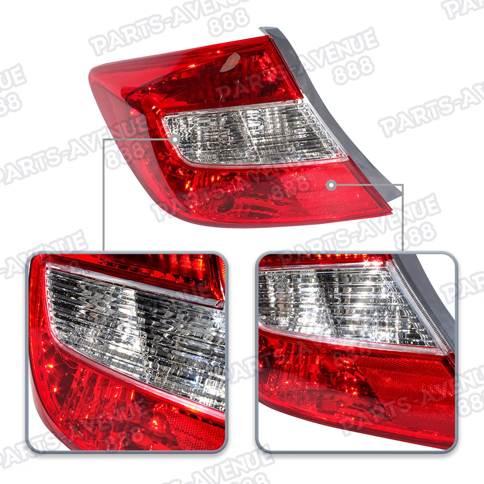 Luz trasera exterior del lado del conductor para Honda Civic 2012 sedán sin bombilla Foto 4 de 4