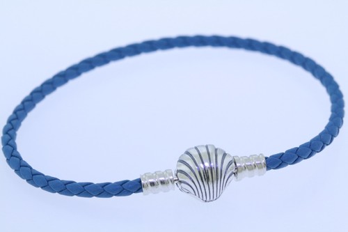 Pandora Moments Seashell Clasp Turquoise Leather Bracelet, 598951C01 - Picture 5 of 10