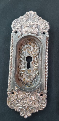 Restored Victorian Eastlake Pocket Door Key Hole Plates 6 1/4" x 2 1/4" GS00427 - Picture 2 of 4