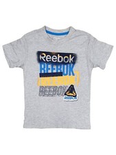 Reebok Boys Gray, Blue  Yellow Reebok Logo Short Sleeve Tee T-Shirt Medium 8