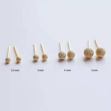 925 Sterling Silver Rose Gold Round Polish Grind Sand Ball Stud Earrings Gift H8