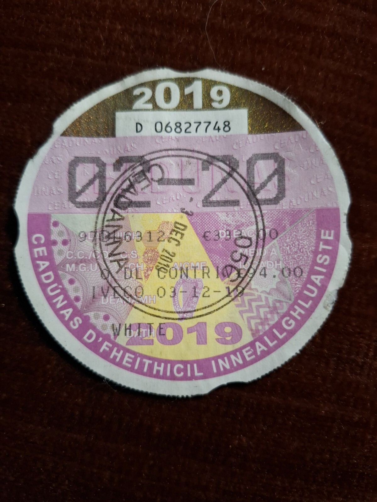 1 Old Tax Disc Ireland eBay