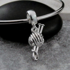 Silver Knitting Dangle Charm - Yarn and Knitting Needles European Charm