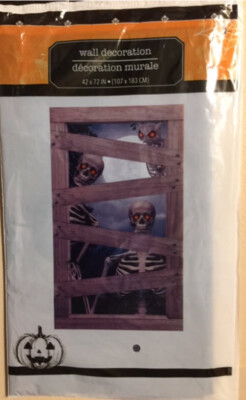 HALLOWEEN party Scene Setter Skeletons in Window for door/wall 6