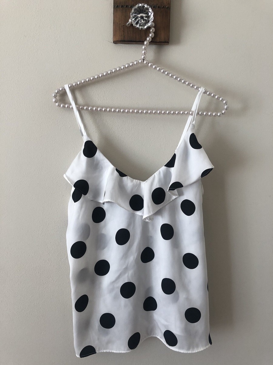 Blouse Sans Manches à Pois Banana Republic Taille S - Décolleté En V Noir/Blanc