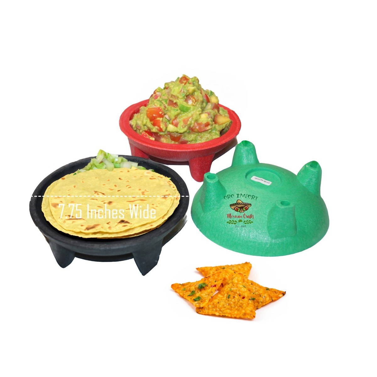 Mexican Molcajete Serving Dish Salsa Plate Bowl Large Set of
