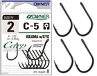 Owner C-5 Carp Hooks Iseama w/Eye Fishing Hook C5 Black Chrome Straight Eye