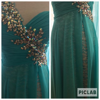 COYA COLLECTION One Shoulder Beaded Gown Pageant Prom Party Formal Dress  Size S | eBay