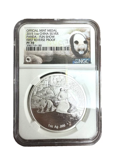 2015 China 1 oz Silver Panda Fun Show First Reverse Proof Coin NGC 180