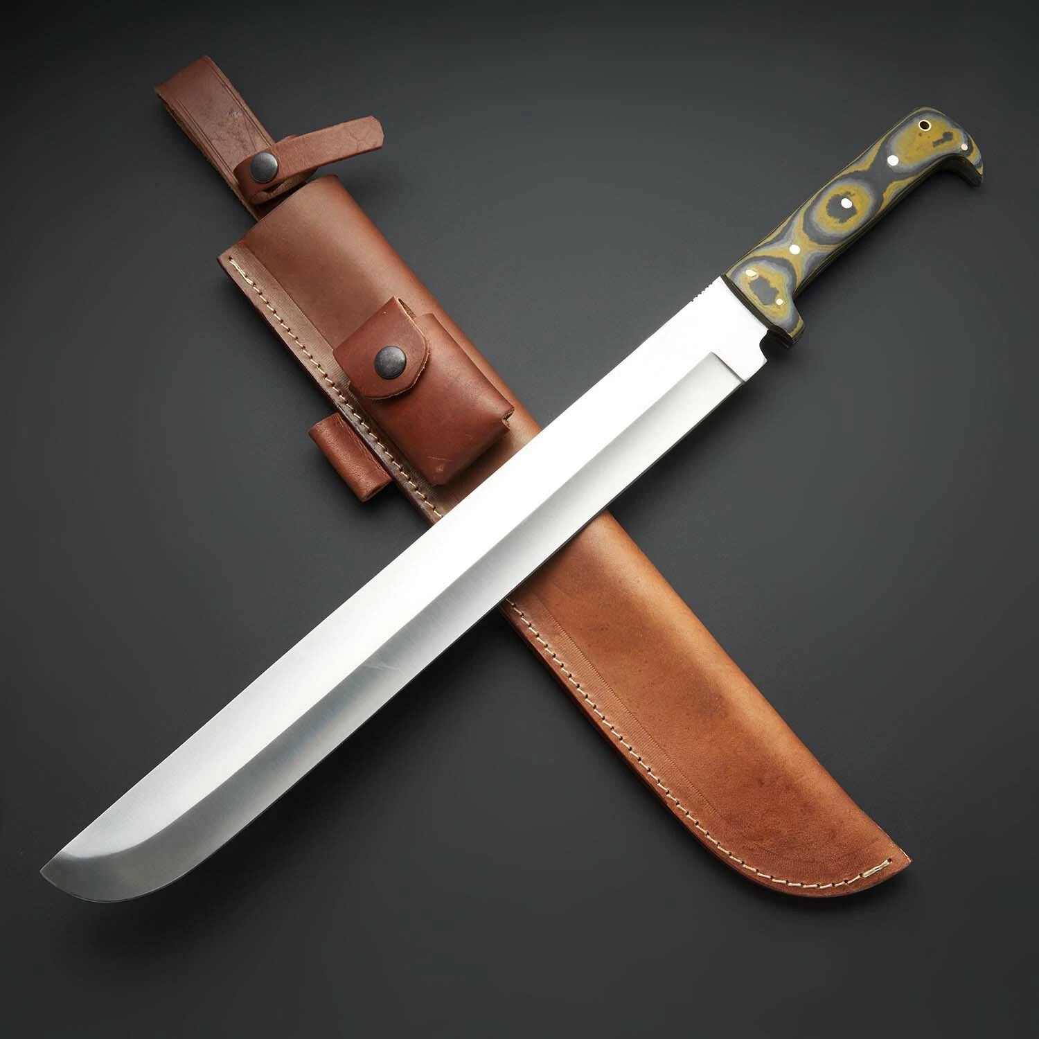 BATTLE READY MACHETE MODERN COMBAT SWORD WITH LEATHER SHEATH MK KNIFE