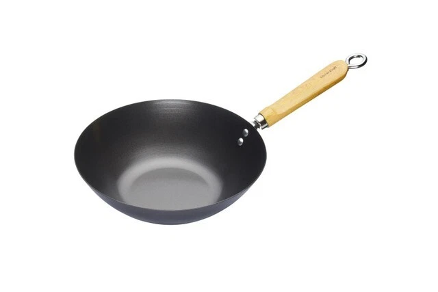 KitchenCraft World of Flavours Oriental Carbon Steel Non-Stick Wok, 25cm